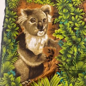 MCM Reltex Jungle Koala Bear Tapestry 3 Print Panel Wall Art Barcloth Fabric 70”